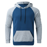 Mens Blue Striped Long Sleeve Pocket Hooded Sports Sweatshirt and Pants Set