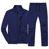 Navy Blue 2 Pieces Set Long Sleeve Causal Tracksuits For Jogging Gym Sports