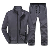 Dark Grey 2 Pieces Set Long Sleeve Causal Tracksuits For Jogging Gym Sports