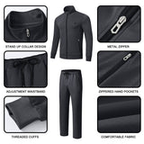 Dark Grey 2 Pieces Set Long Sleeve Causal Tracksuits For Jogging Gym Sports