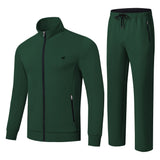 Armygreen Men's  2 Pieces Set Long Sleeve Causal Tracksuits For Jogging Gym Sports