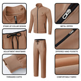 Beige 2 Pieces Set Long Sleeve Causal Tracksuits For Jogging Gym Sports