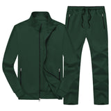 Armygreen Men's  2 Pieces Set Long Sleeve Causal Tracksuits For Jogging Gym Sports