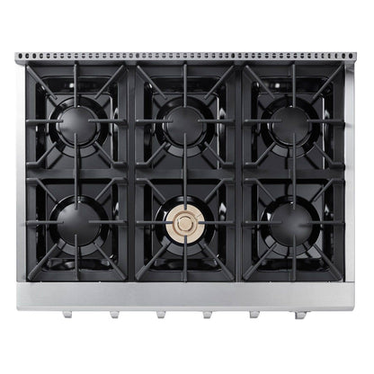 Thor Kitchen 36 in. Liquid Propane Gas Cooktop in Stainless Steel with 6 Burners