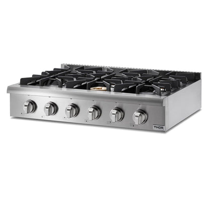 Thor Kitchen 36 in. Liquid Propane Gas Cooktop in Stainless Steel with 6 Burners